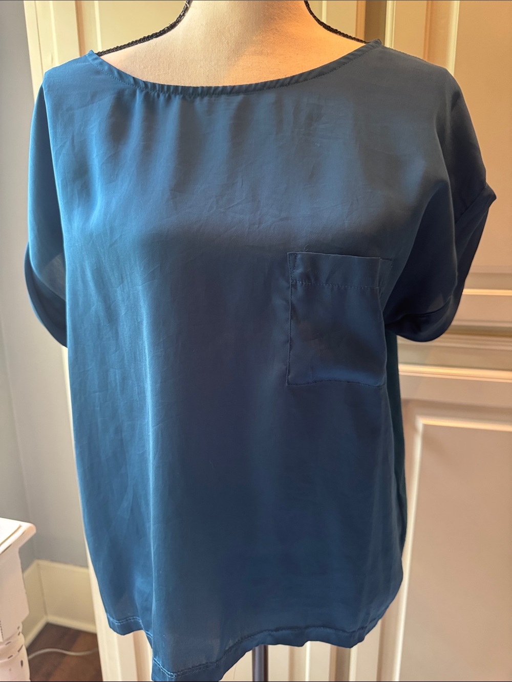 Apt. 9 Teal Boatneck Pocket Blouse